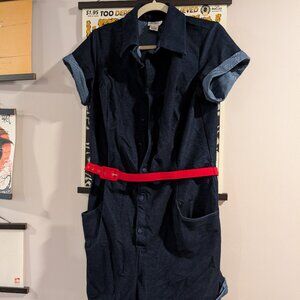 Unique Vintage Dark Denim Garage Style Romper
